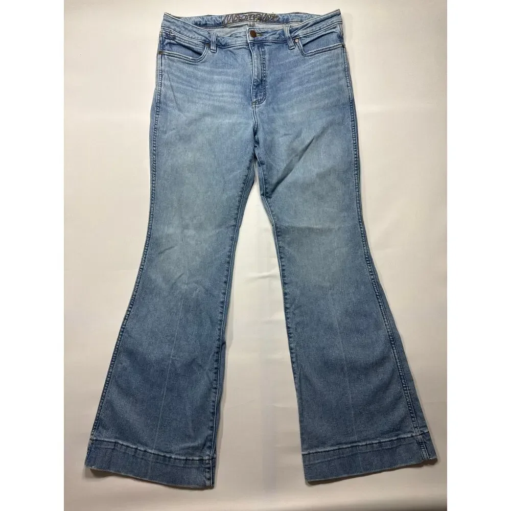 Wrangler Retro Women's High Rise Trouser‎ Flare Blue Jeans - 33x34 (35x32)